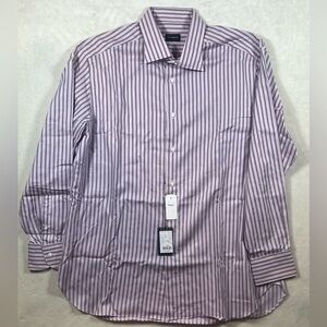 NWT Ermenegildo Zegna 46 | 18 Cotton Collar Navy Stripe Dress Shirt $395 Luxury